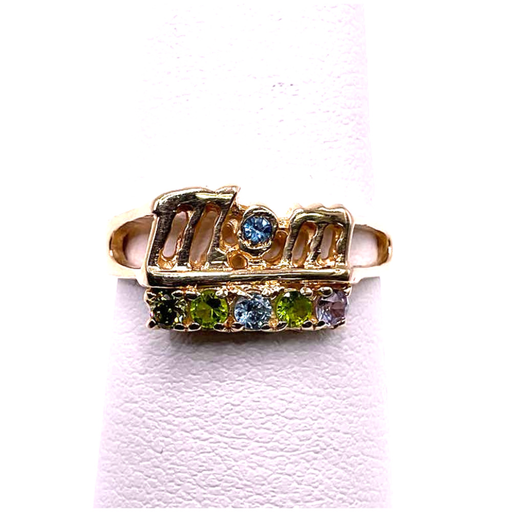 14K Yellow Gold Women's Mom Ring With Colored stones  Size 8.5